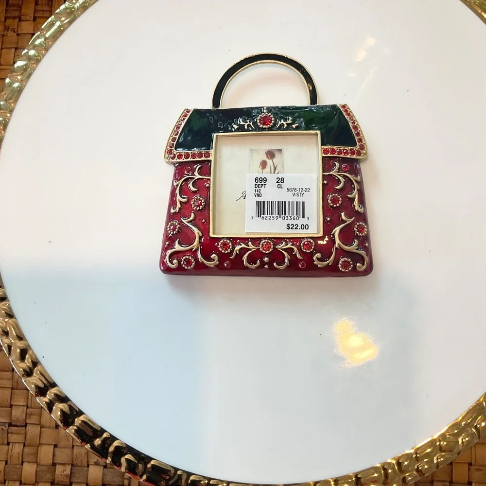 Lovely Ashleigh Manor Red Jeweled Purse Picture Frame NWT